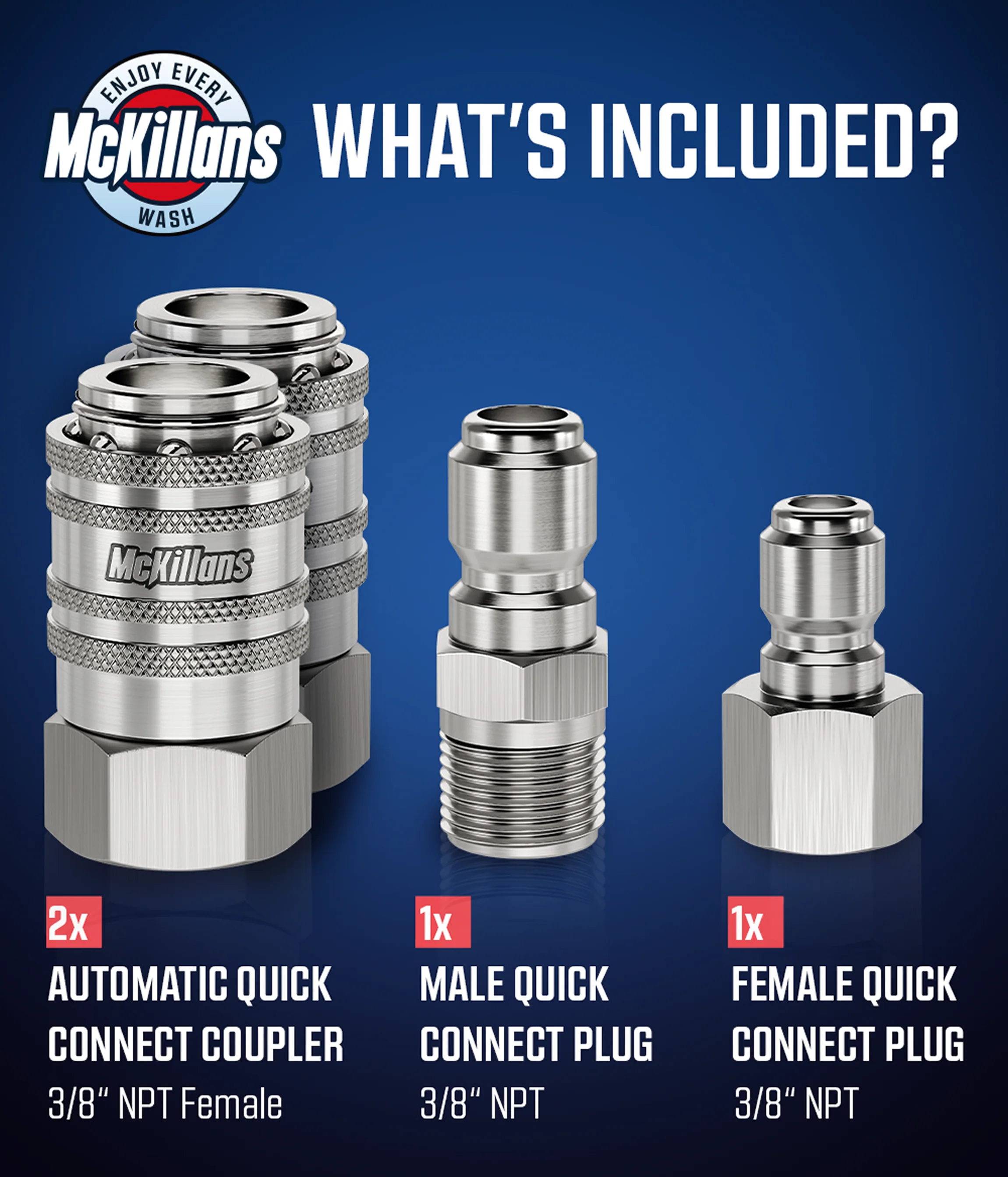 3/8" NPT Automatic Quick Connect Set of 4 - Image 5