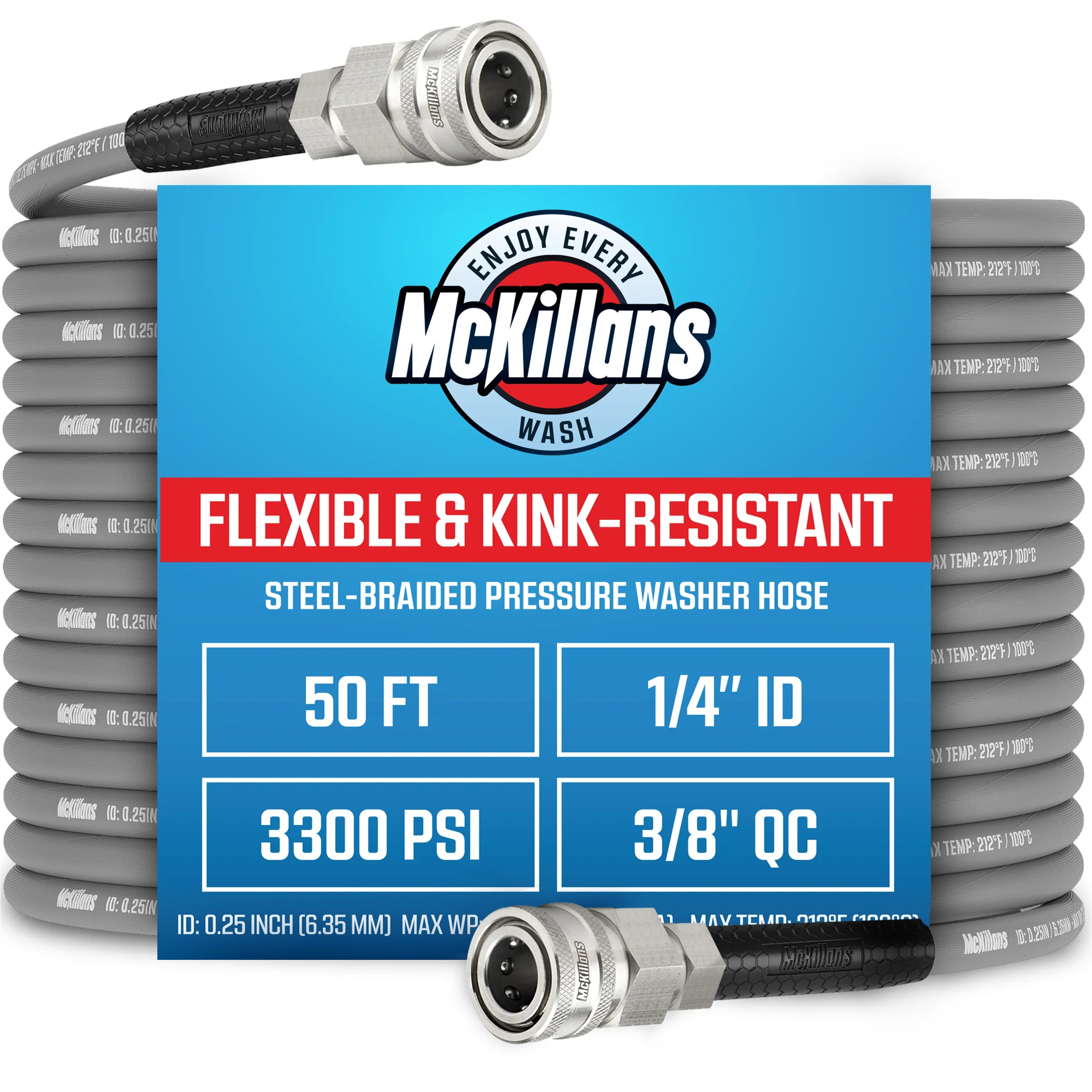 QC Installed Pressure Washer Hose 1/4" x 50FT - Image 7